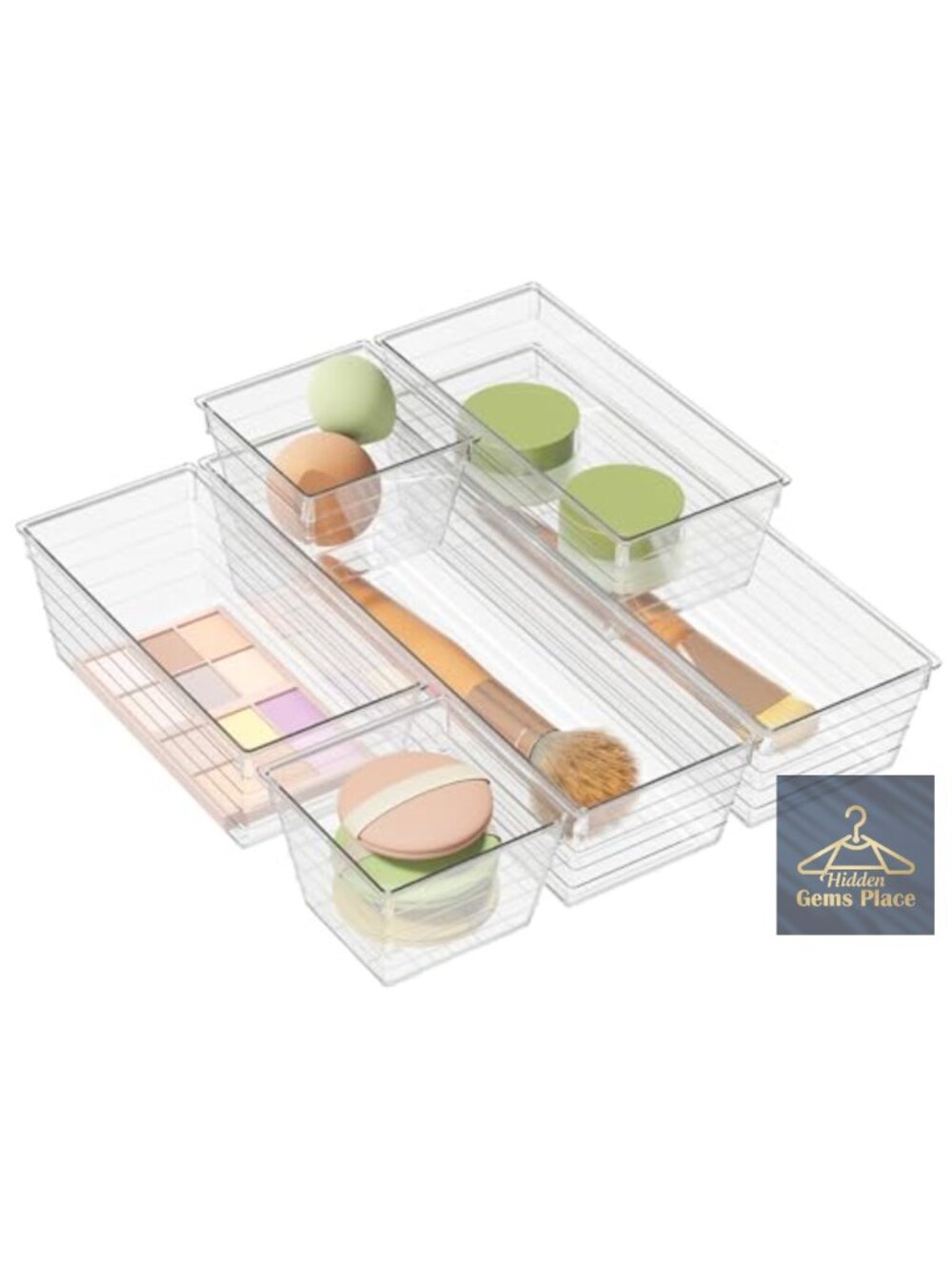 6-Piece Clear Drawer Organizer Set Plastic Storage Bins Multipurpose